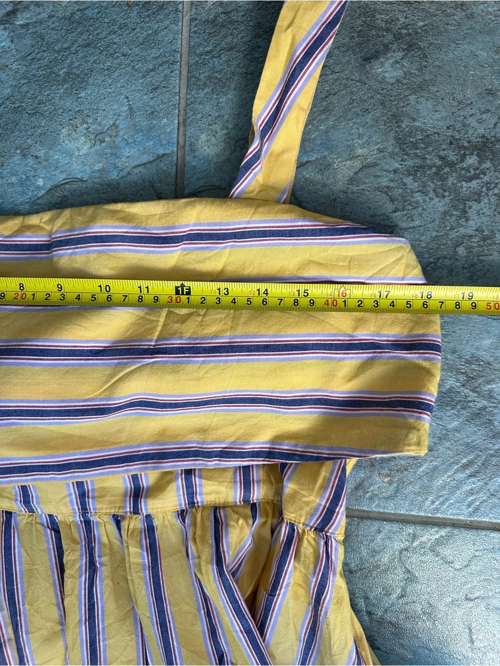 Asos Maxi Dress Size 10 Yellow Blue White Striped Knot Detail Beachy Cotton - Picture 7 of 8